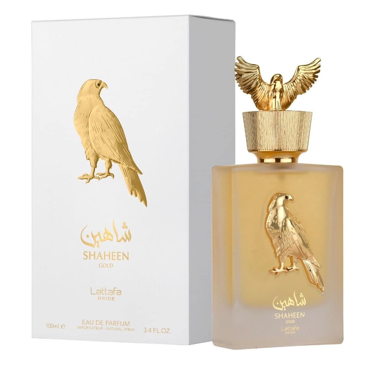 Lattafa Shaheen Gold for Unisex Eau de Parfum Spray, 3.4 Ounce