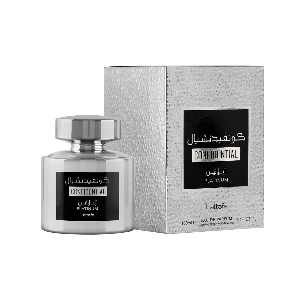 Lattafa Confidential Platinum Eau de Parfum Spray for Men, 3.4 Ounce