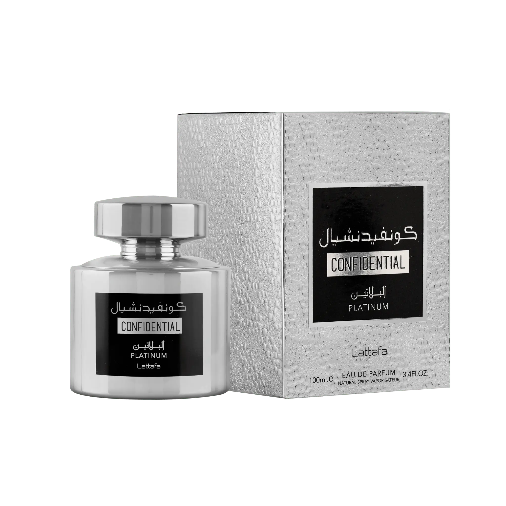 Lattafa Confidential Platinum Eau de Parfum Spray for Men, 3.4 Ounce