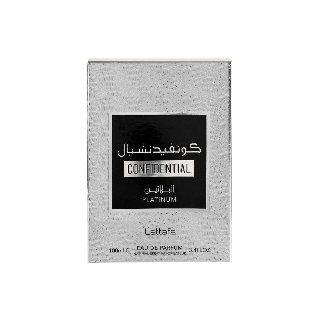Lattafa Confidential Platinum Eau de Parfum Spray for Men, 3.4 Ounce